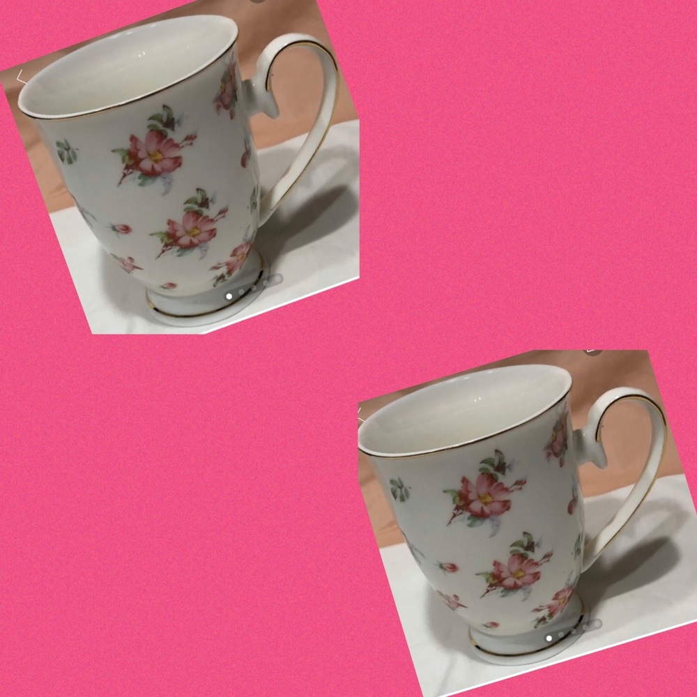 2 each Grace’s Teaware Pink Floral Tea/Coffee Cup